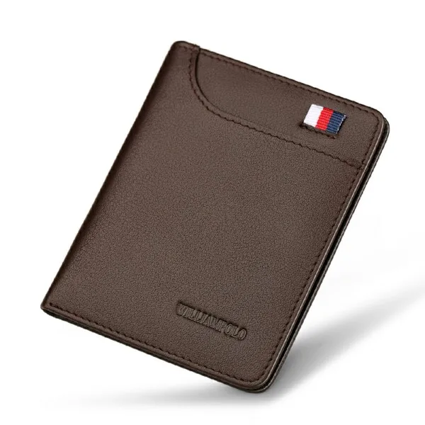 Upgraded Brown Ультратонкий мужской кошелек из натуральной кожи, маленький однотонный кошелек, простой мини-держатель для карт, повседневный модный кошелек - Цвет: Upgraded Brown