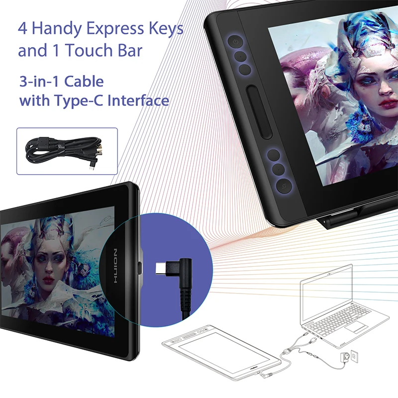 KAMVAS Pro 12 11,6-дюймовый цифровой графический планшет, Пассивный дисплей с ручкой, монитор для рисования с функцией наклона, сенсорная панель-Huion GT-116