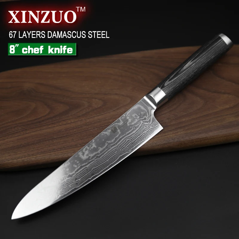 XINZUO 8 &quotдюймов нож шеф повара Китай 67 слой дамасский кухонный из нержавеющей