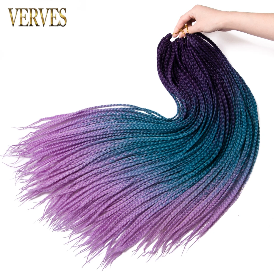 VERVES box плетеные 24 дюймовые крючком косы 22 корня/упаковка Омбре синтетические