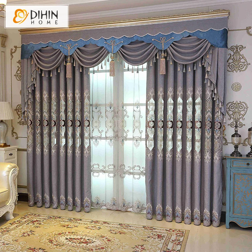 DIHIN домашний роскошный подзор Eurpean вышитые индивидуальные затемненные занавески для гостиной