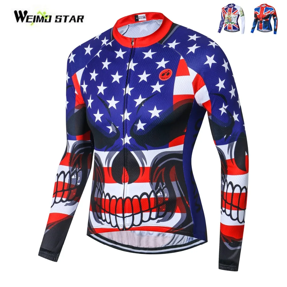 Weimostar UK США флаг Велоспорт Джерси мужская с длинным рукавом Mtb велосипедная