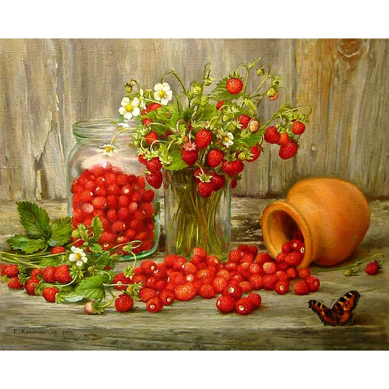 Алмазная живопись с клубничным цветком 5D сделай сам квадратная вышивка