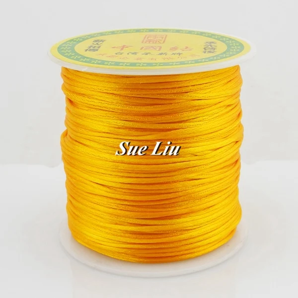Golden Yellow CX523 1 мм 48-Цвет Rattail атласный шнур китайский узел Бисер шнур для маленьких Силиконовый грызунок Цепочки и ожерелья: нейлон 80yd катушки NCN7S - Цвет: Golden Yellow CX523
