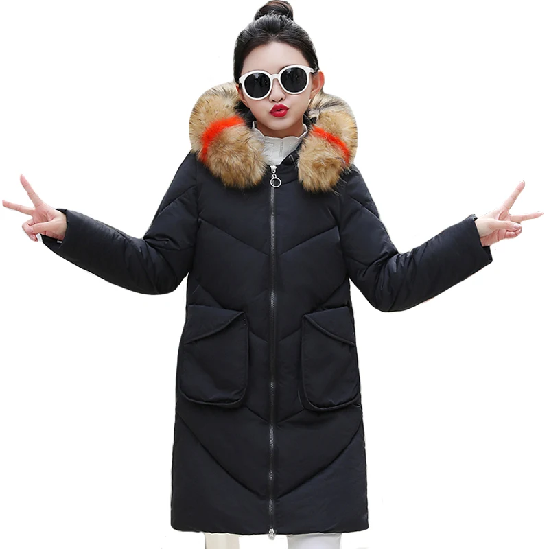 Женская длинная куртка с капюшоном и меховым воротником верхняя одежда на