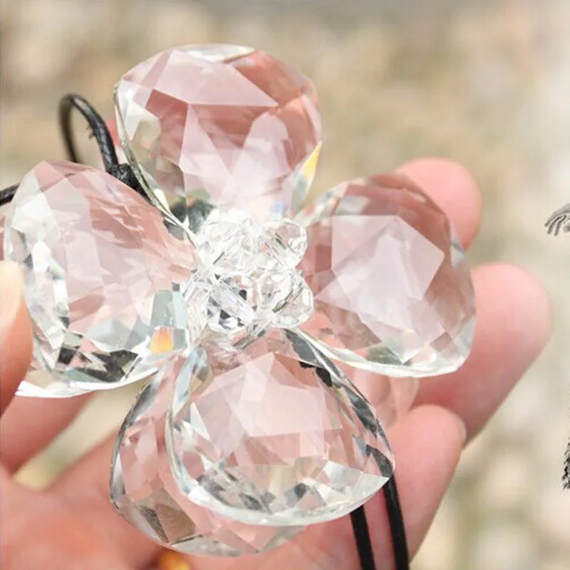 Прозрачные хрустальные настенные подвесные украшения 4 листья цветок стеклянные