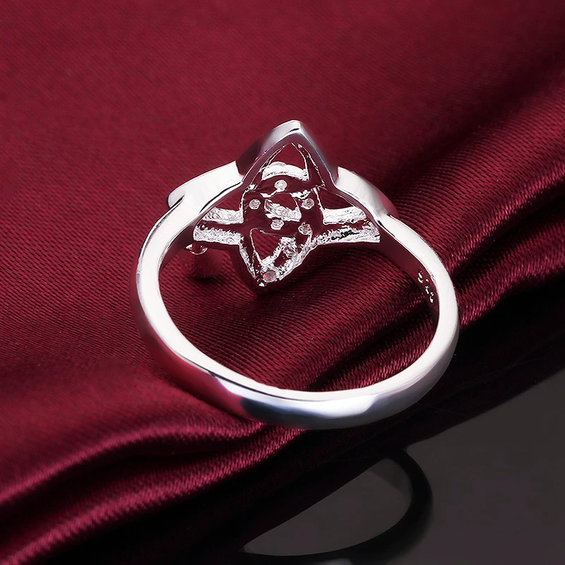 Новинка 2017 высокое качество серебряное кольцо штампованное 925 полая листва крест