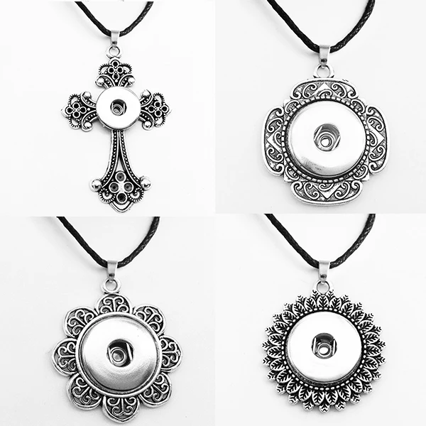 

CROSS moon flower tree Vintage 18mm snap button Necklace DIY jewelry NC09