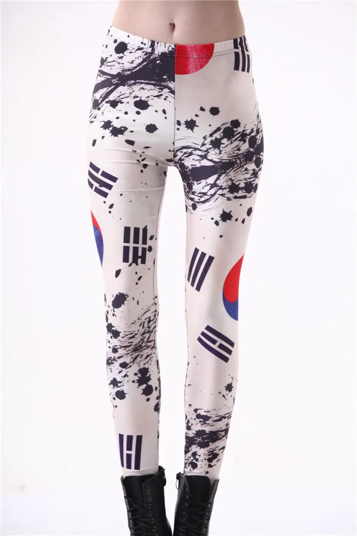 3D забавные печатные корейские леггинсы с флагом для женщин модные сексуальные