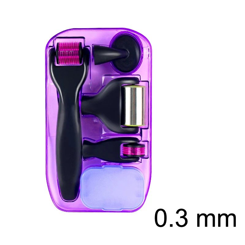 DARSONVAL DRS 6 в 1 микро иглы Дерма ролик Титан мезороллер микроиглы машина для ухода за кожей и тела лечения - Цвет: 6 in 1 black 0.3 mm