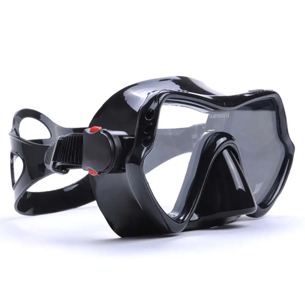 black goggles YFXcreate Профессиональный Анти-туман дайвинг очки маска/легкое дыхание трубка/2 размера плавники с регулируемой пяткой - Цвет: black goggles