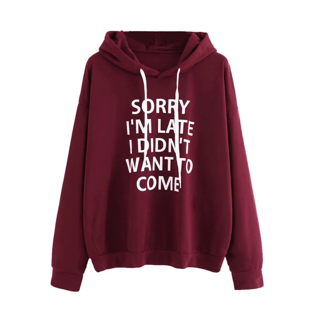 

Womens Hoodies Long Sleeve O Neck Hoodie Letter Printed Sweatshirt Jumper Pullover Tops Autumn Black Femme Loose Red Coat#ghc