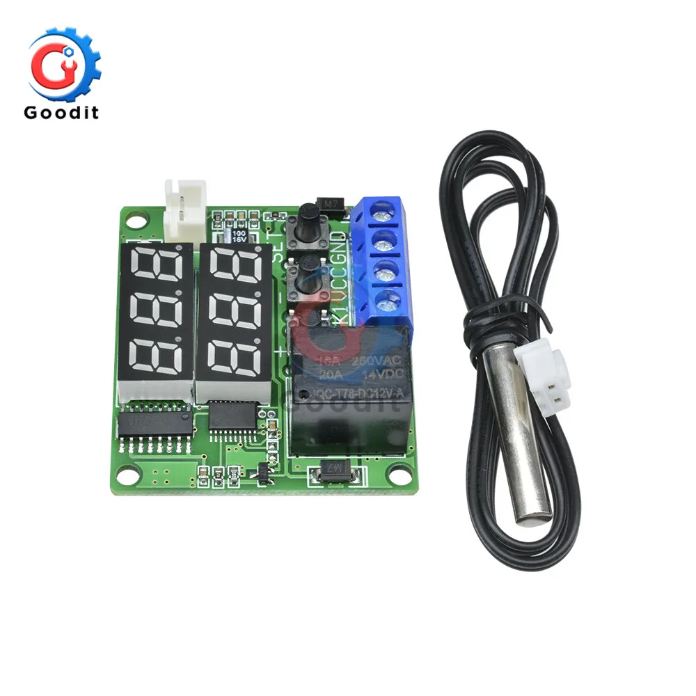 XH-W1219 DC 12V двойной светодиодный цифровой дисплей термостат контроль температуры