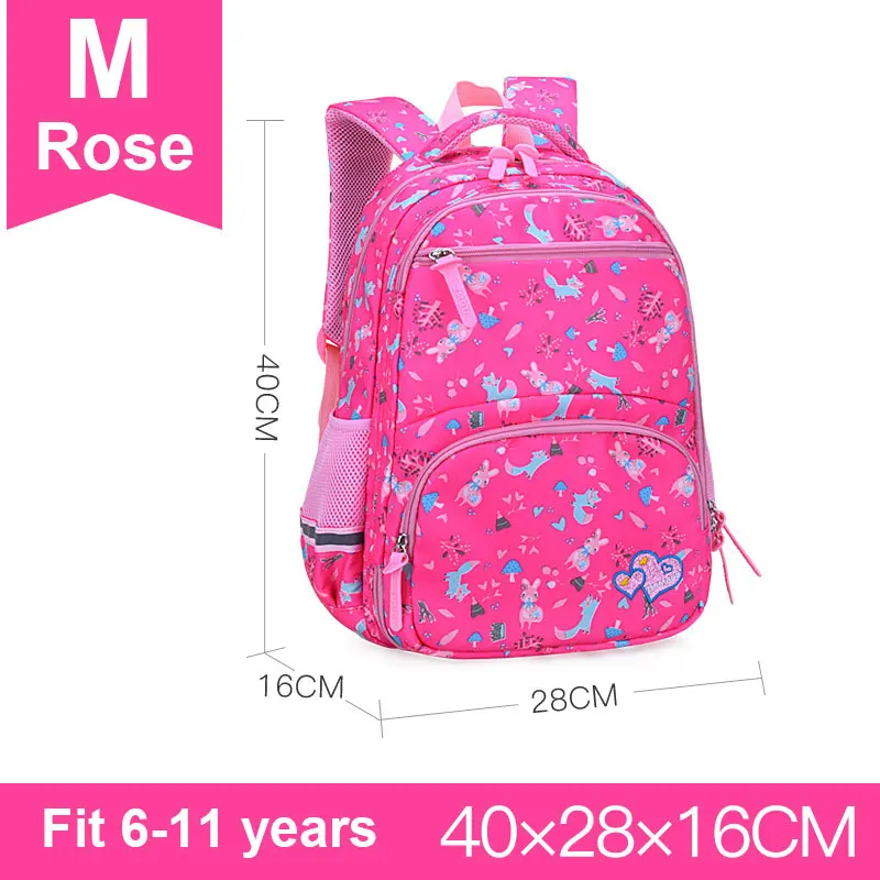 5185 medium rose Принцесса лиса сердце Кролик Вышивка Девочка Мальчик Дети Начальная школьная сумка Рюкзак Школьные сумки Дети Подростки студенческие рюкзаки - Цвет: 5185 medium rose