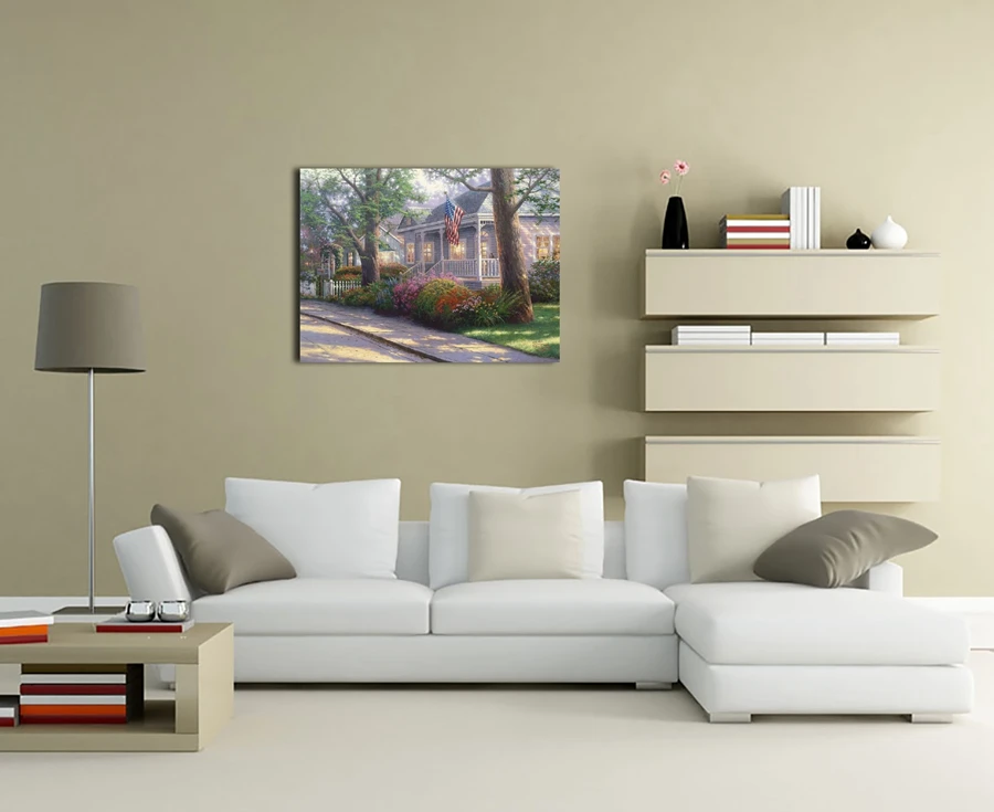 1 piece canvas art new Thomas Kinkade Hometown Pride Scenery HD Canvas Print Home decoration Living Room Wall Art painting\R281 | Дом и сад