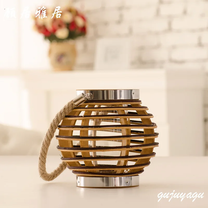 Новый портативный деревянный подсвечник ручной работы из ротанга Прямая