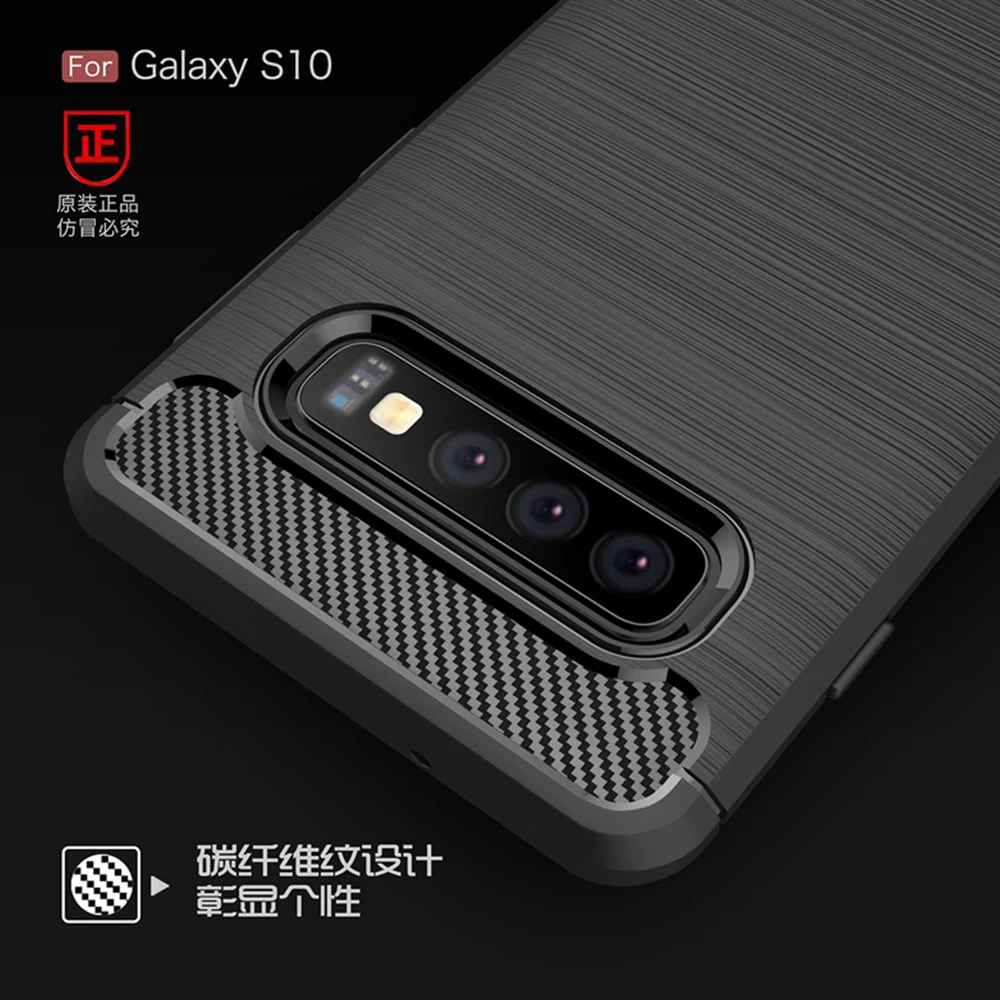 Чехол из углеродного волокна для Samsung Galaxy S10 Plus, чехол для телефона с полной защитой для Galaxy S 10 S10+ S10e, противоударный бампер