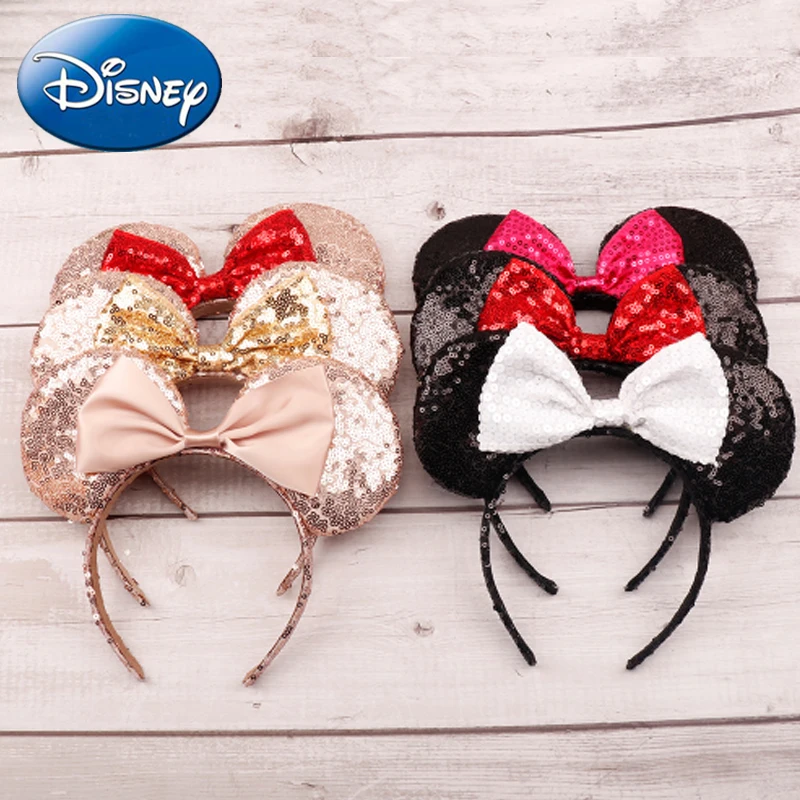 Disney Минни Маус головной убор ролевые игры Микки головы уши блесток девушки резинки для волос Принцесса наголовный обруч детская игрушка-подарок