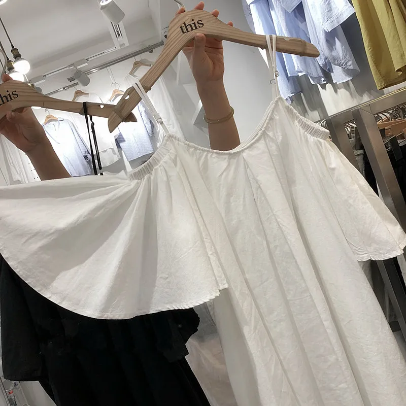 Women's Thin Strap Dress Slash Neck Ruffled Short Sleeve Vestidos Mujer Off shoulder Cotton Beach Summer Dresses Female 2018 | Женская