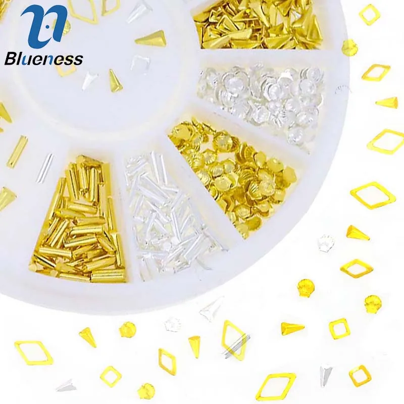 Blueness 3D украшение для ногтей Лидер продаж японские аксессуары для маникюра Золото Серебро 7 графика смешанный дизайн для красоты ногтей ZP260