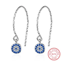 evil of eye charm earring stud 100 925 real silver paved blue cz mini bead earring delicat dainty fine jewelry