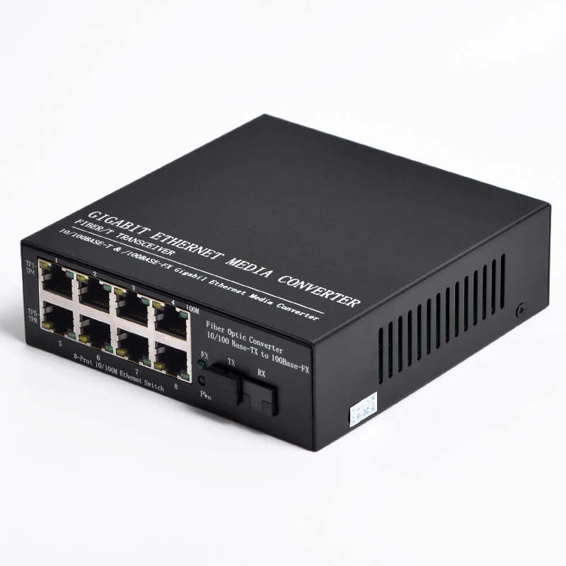 1 пара 10/100 Мбит/с однорежимный конвертер SC Fast Media Ethernet + м оптического волокна 8