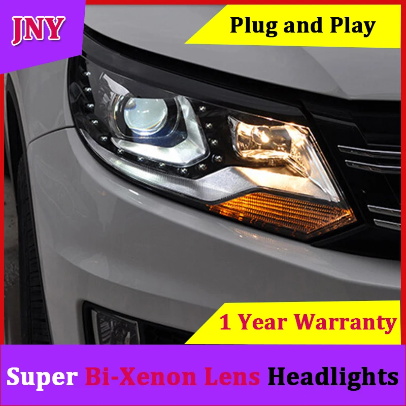 Для Фольксваген Tiguan фары New светодиодный фара 2013 2016 DRL Объектив Двойной Луч H7