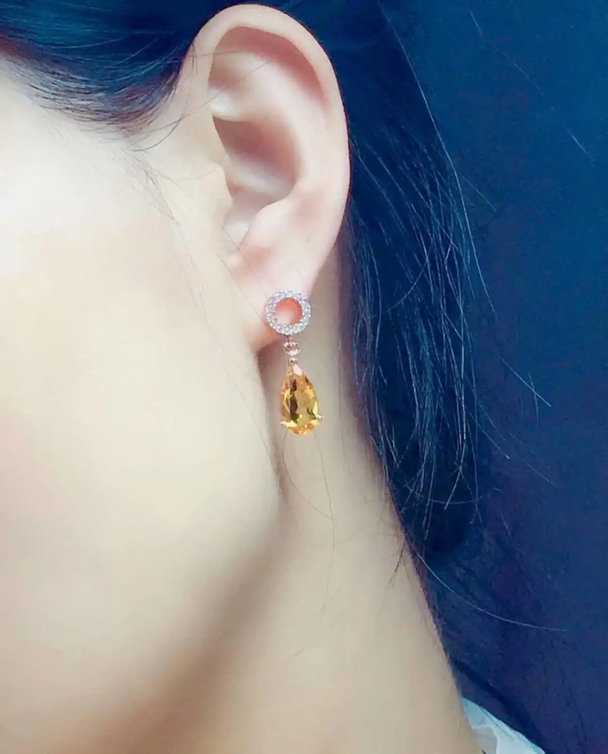 

shilovem 925 sterling silver Piezoelectric citrine drop earrings fine Jewelry women trendy party new 6*12mm me0612821agj