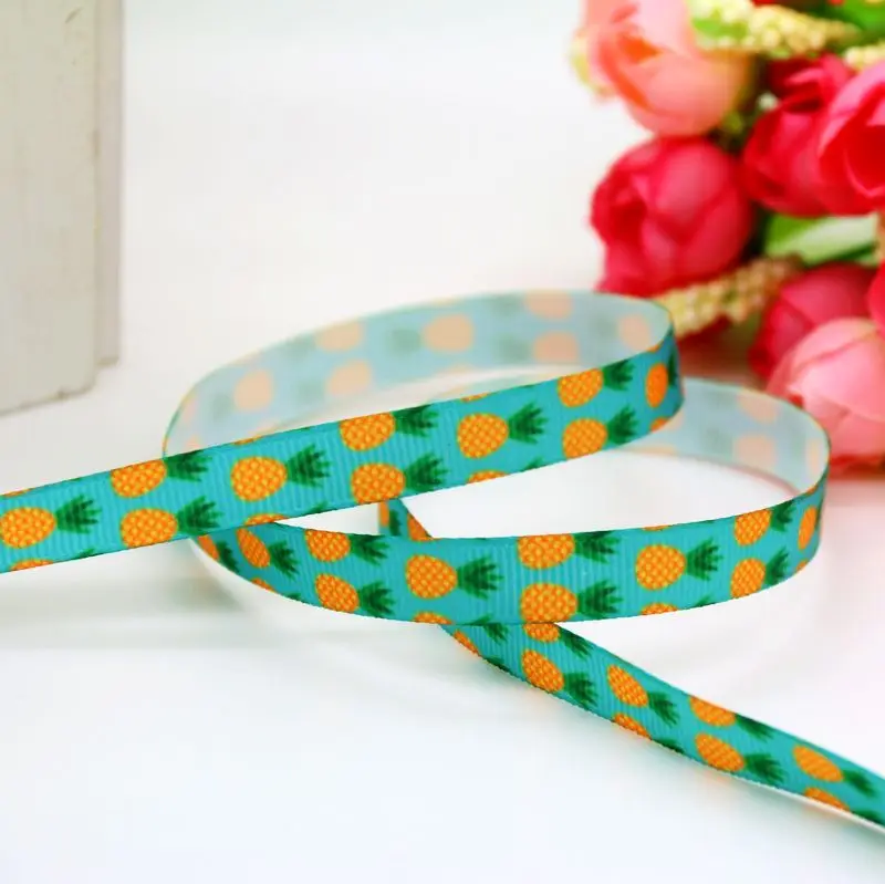 DUWES 3/8 ''Бесплатная доставка Ананас печатных grosgrain ленты головной убор