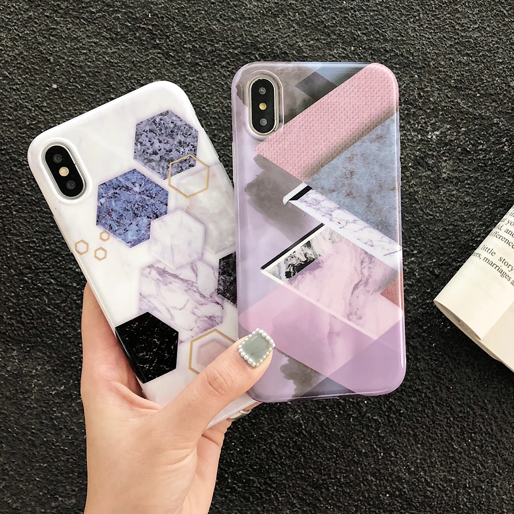 LOVECOM мраморный чехол для телефона для iPhone 11 Pro Max XS Max XR XS 6 6S 7 8 Plus X геометрический треугольник мягкий IMD чехол для телефона подарки