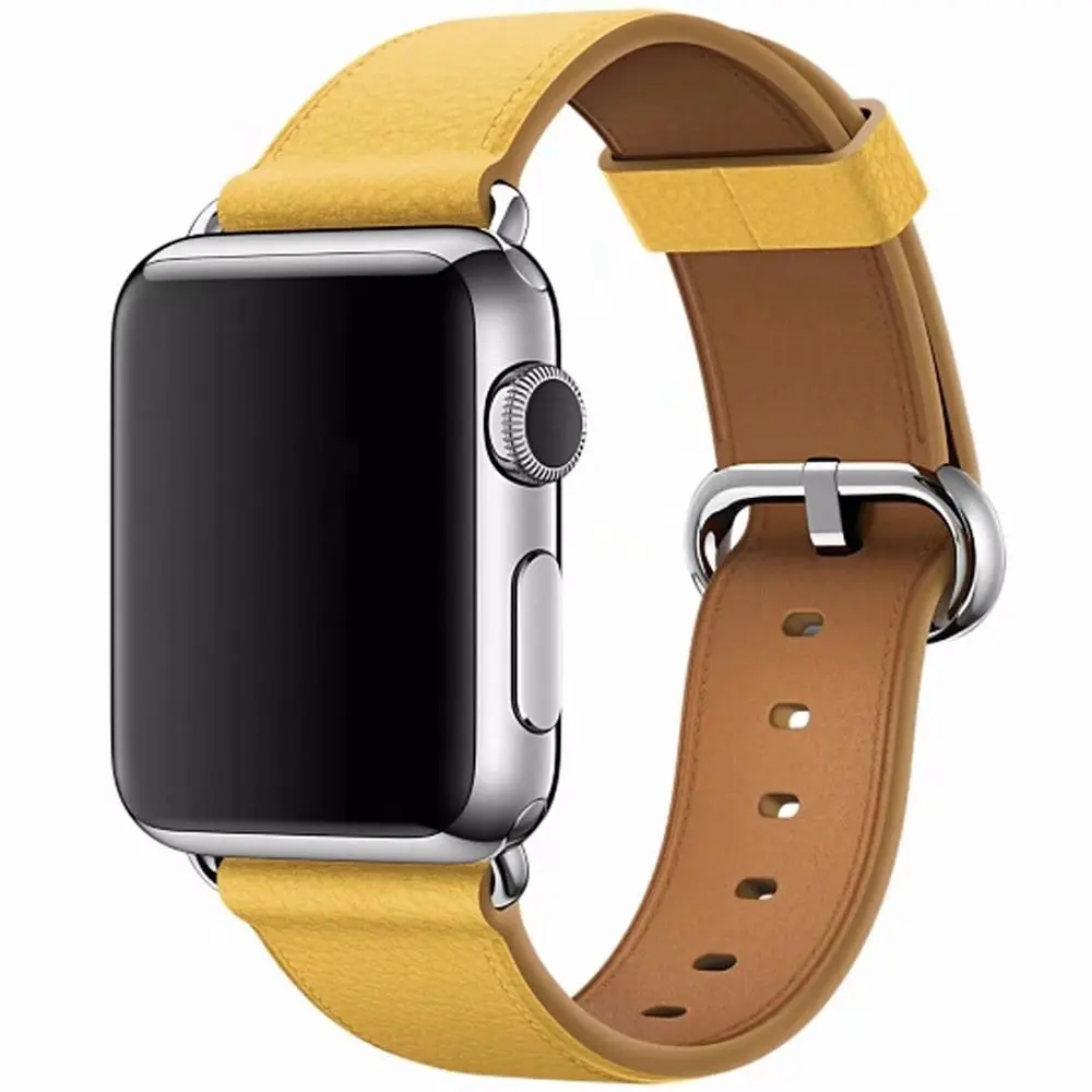 Ремешок из натуральной кожи для Apple Watch Band 38 мм 42 40 44 сменный классический браслет