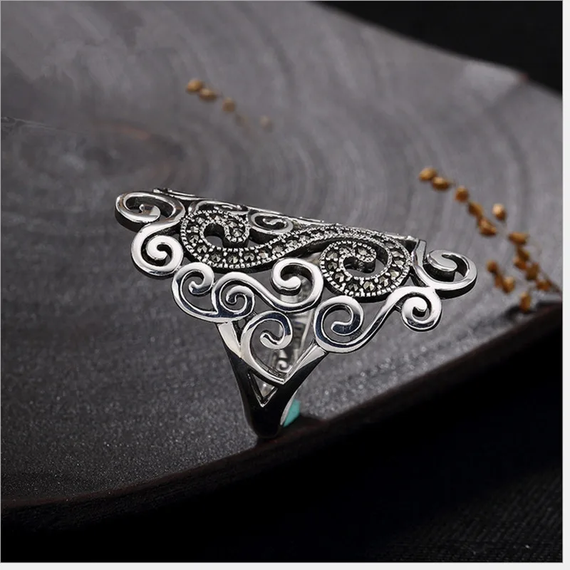 Uglyless Real S 925 пробы Серебряное кольцо на палец Marcasite женские открытые кольца