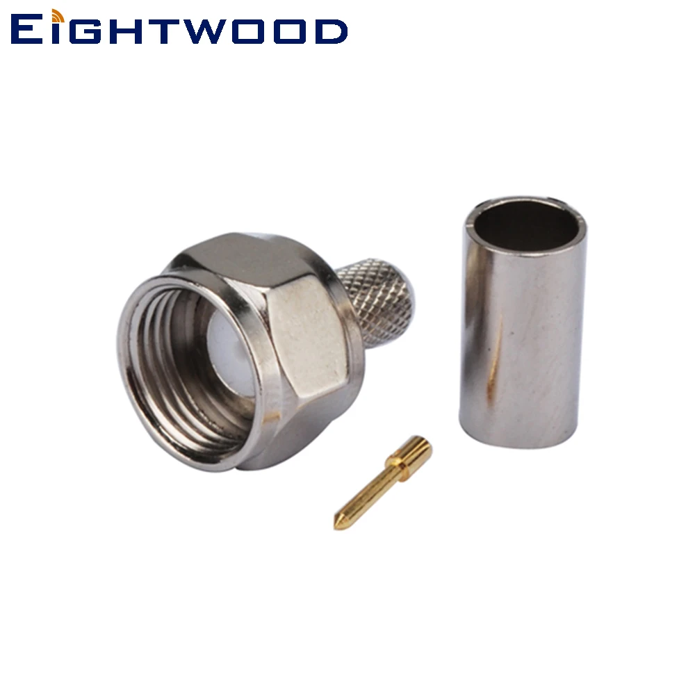 Eightwood 5 шт F обжимные штекеры RF коаксиальный разъем адаптер для кабеля RG58 RG400 RG142
