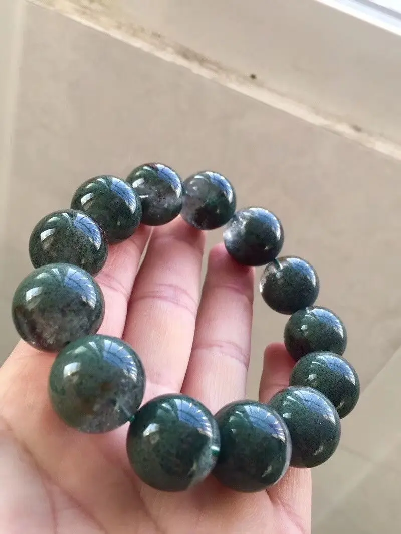 Натуральные зеленые зеркальные бусины для сада 17 мм сферический браслет |
