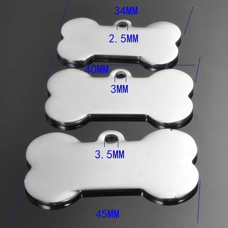 LASPERAL 3 шт. нержавеющая сталь Глянцевая подвеска собака бирка Двусторонняя