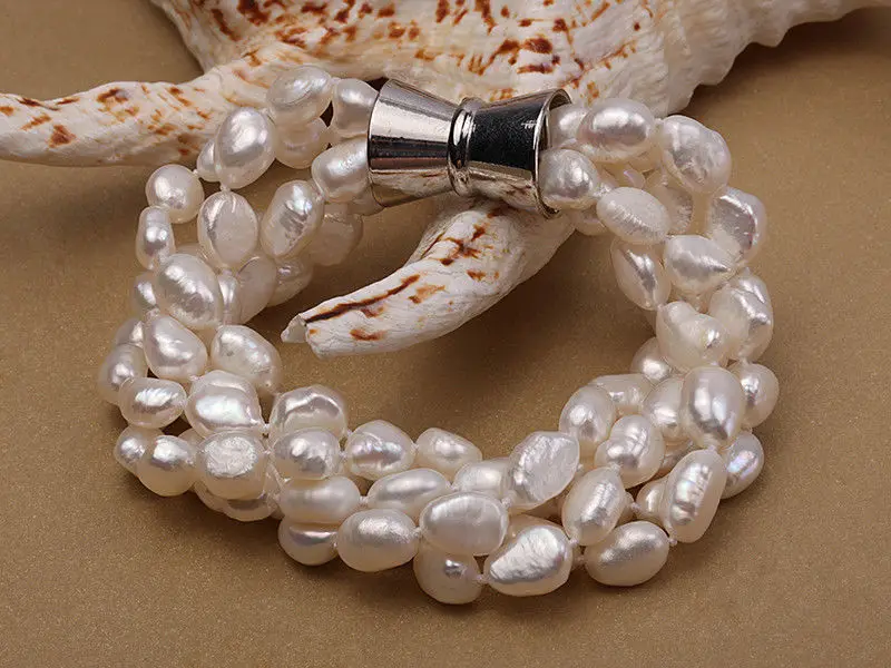 Новый браслет из натурального барочного жемчуга 5 струн 5-6 мм белый пресноводного
