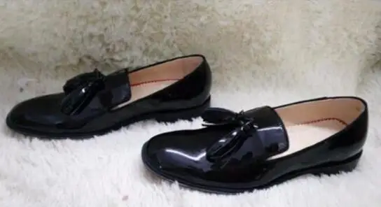 2017 Hot Sale Spring/Autumn Tassel Men Black Patent/Matte Leather Shoes Red Bottom Wedding&ampParty Flat Casual Size 47 | Обувь