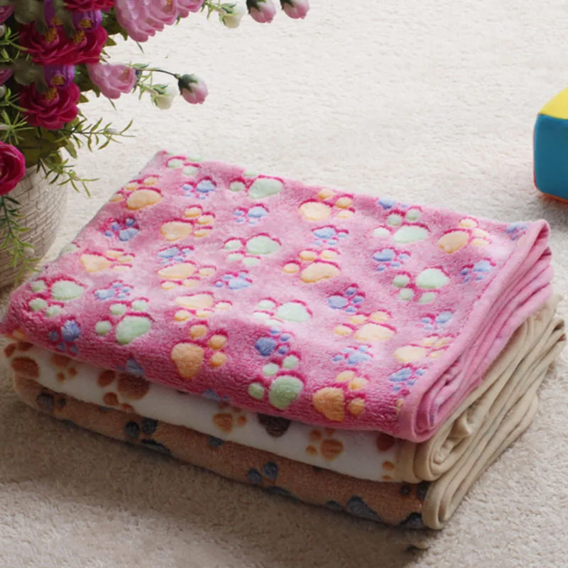 Милая домашняя собака теплая Цветочный Коврик лапа печать флис мягкое одеяло