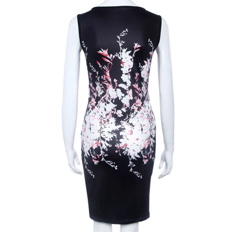 Fashion Floral Print Sleeveless Cocktail Party Dresses Women Sexy Sheath Bodycon Dress | Женская одежда