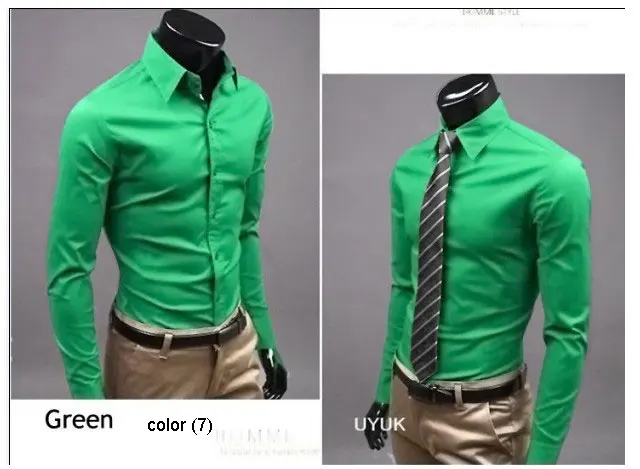 17 2015 color Mens Slim fit Unique neckline stylish Men's Dress long Sleeve Shirts dress shirts size: M-XXL famous brand men | Мужская
