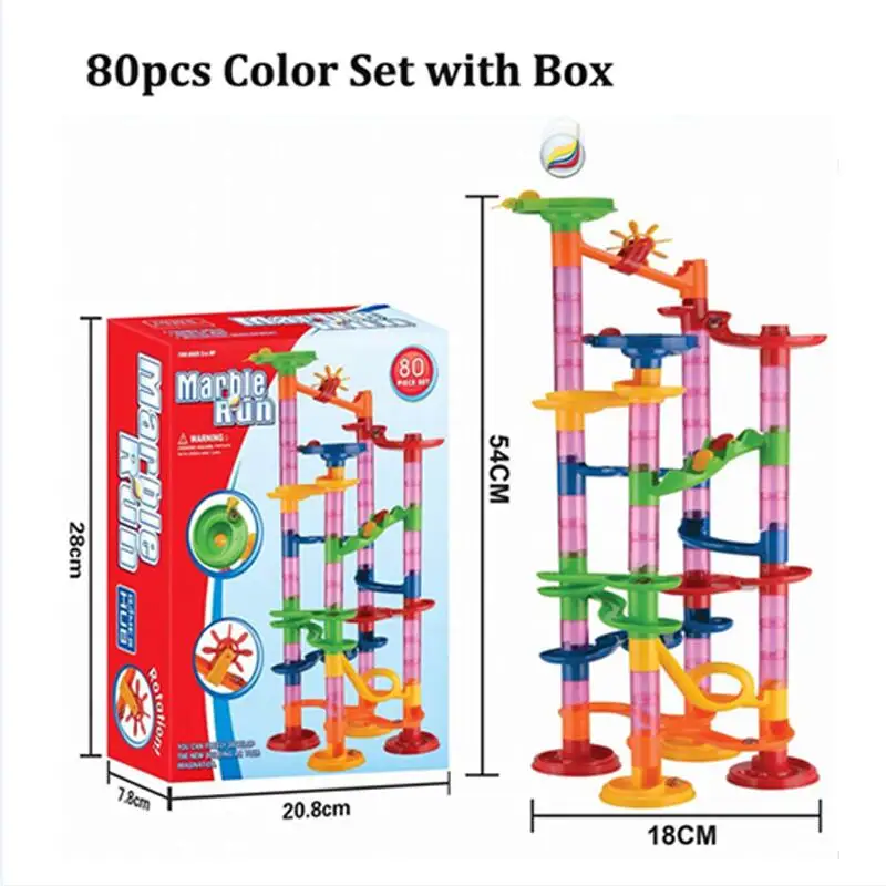 80pcs with box DIY 29/80/105 шт строительные мраморный трек Run трек строительные блоки образовательные театр лабиринт магический шар рулон детские игрушки Рождественский подарок - Цвет: 80pcs with box