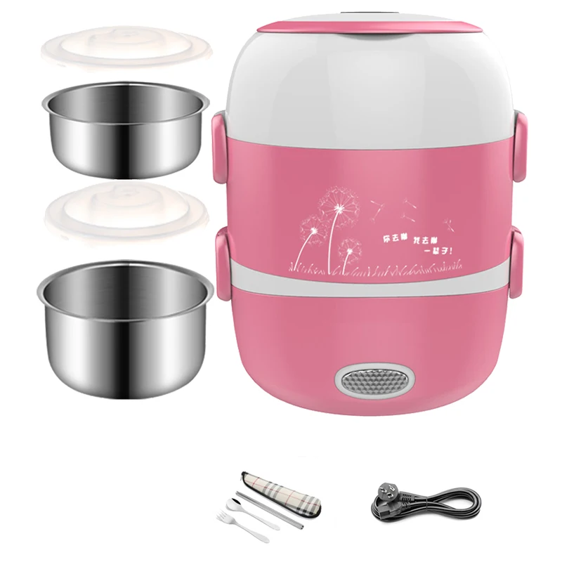 Pink-2 Liner 220 В портативный Электрический нагревательный Ланч-бокс из нержавеющей стали, контейнер для еды, термос для офиса, бэнто-бокс, пароварка для еды, Мини рисоварка - Цвет: Pink-2 Liner