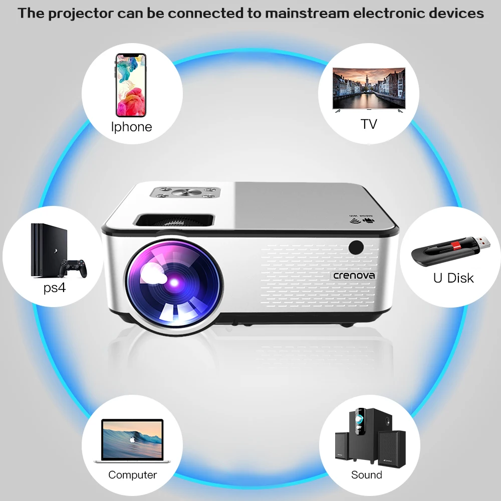 CRENOVA новейший проектор для android-устройств 1280*720 P поддержка 4 K видео через HDMI домашний кинематографический видеопроектор