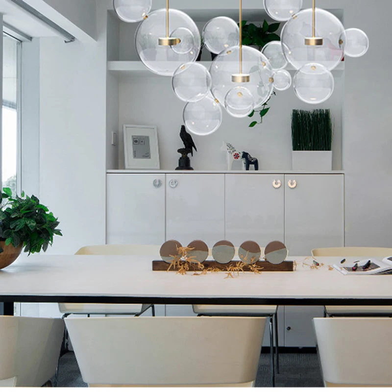 TZ Modern Bolle Pendant Lamp Glass Lampshade Bubble Light For Parlor Iron pendente industrial lustre industriel | Лампы и освещение