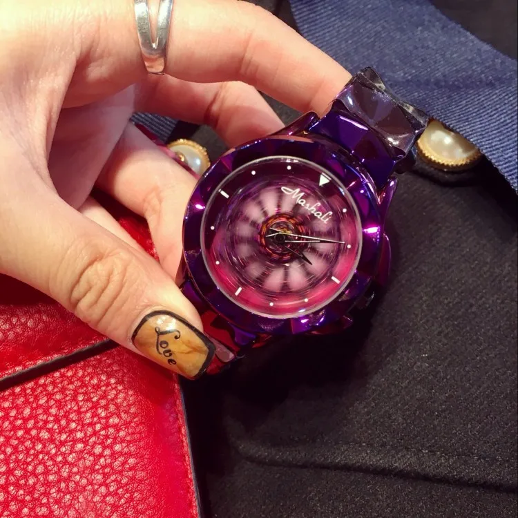 Гламурные фиолетовые часы для женщин сверкающие вращающиеся Платья с цветочным