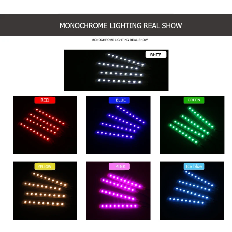 RGB 4 шт. Светодиодная лента автомобильный светильник 12 В 6 Вт 16 цветов Стайлинг