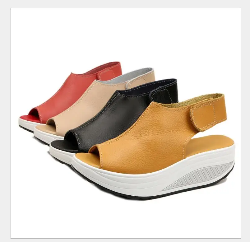 Новинка лета 2019 сандалии на танкетке для женщин босоножки большого размера из ПУ