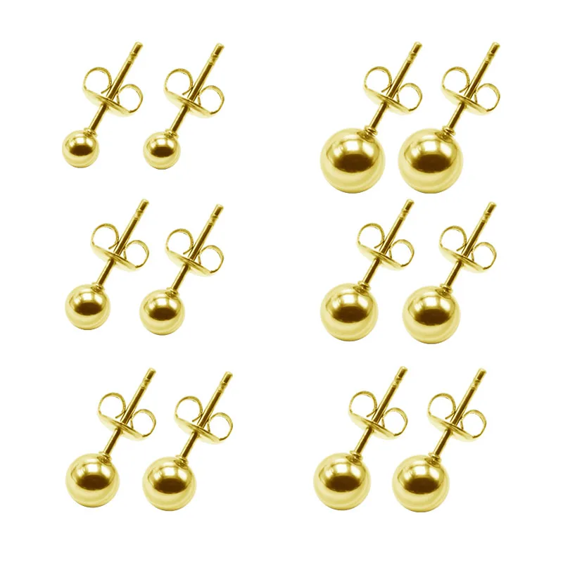 6 пар серьги гвоздики из нержавеющей стали 3 8 мм 5 цветов|stud earrings|ear stud earringsearrings for men