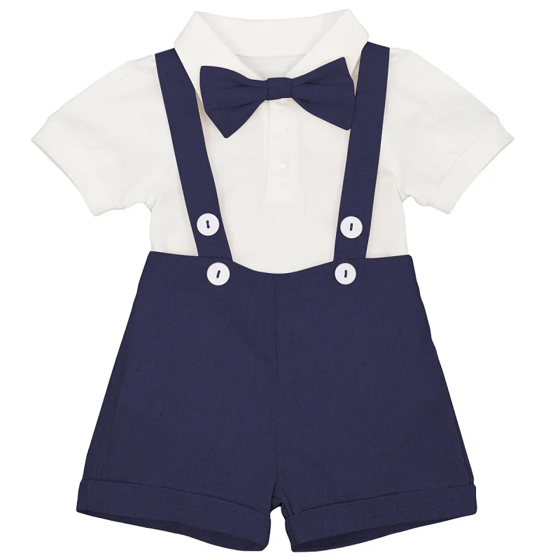 Navy Blue Одежда для маленьких мальчиков костюм для Cake Smash, комплект из 3 предметов, одежда для мальчиков на день рождения милый костюм джентльмена для свадебной вечеринки для мальчиков, костюм для фотосъемки - Цвет: Navy Blue