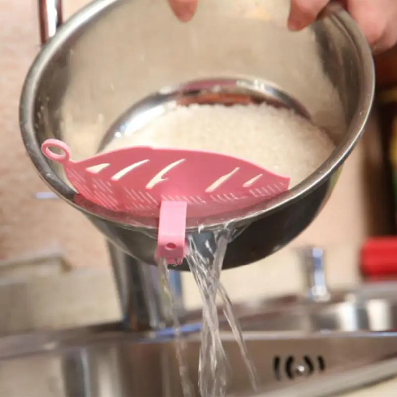 

Rice Wash Filtering Baffle Sieve Beans Peas Washing Filter Drain Board Snap-type Leaf Shape Rice Cleaning Strainer Gadget